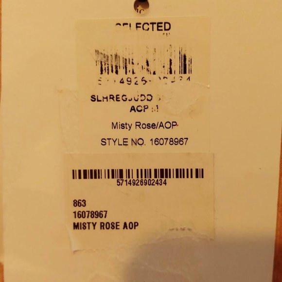 Selected Homme Mens Button Front Shirt Pink Striped Leaves Short Sleeve 16.5 New - Picture 8 of 10